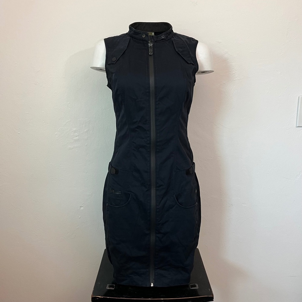 G-Star Raw Women Avity Chopper Dress Sleeveless Utility Zip Front Navy Blue M